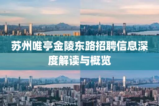 苏州唯亭金陵东路招聘信息深度解读与概览