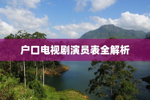 户口电视剧演员表全解析