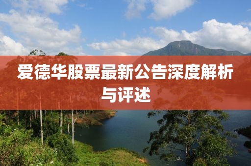 爱德华股票最新公告深度解析与评述