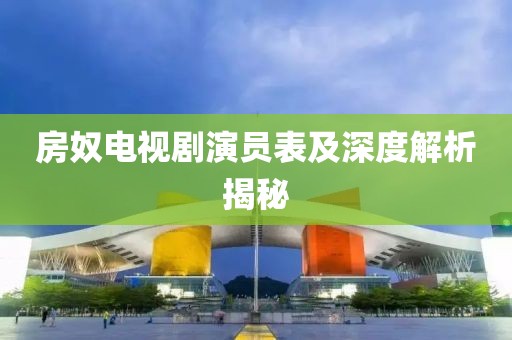房奴电视剧演员表及深度解析揭秘
