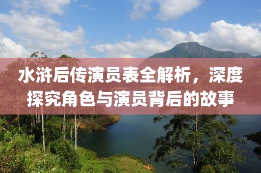 水浒后传演员表全解析，深度探究角色与演员背后的故事