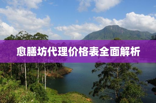 愈膳坊代理价格表全面解析