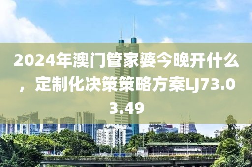 2024年澳门管家婆今晚开什么，定制化决策策略方案LJ73.03.49