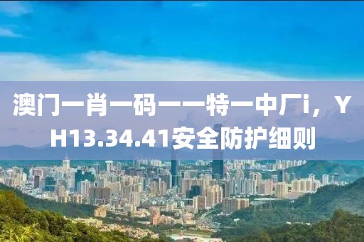澳门一肖一码一一特一中厂i，YH13.34.41安全防护细则