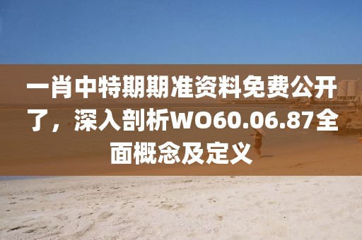 一肖中特期期准资料免费公开了，深入剖析WO60.06.87全面概念及定义