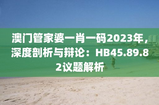 澳门管家婆一肖一码2023年，深度剖析与辩论：HB45.89.82议题解析