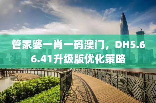 管家婆一肖一码澳门，DH5.66.41升级版优化策略