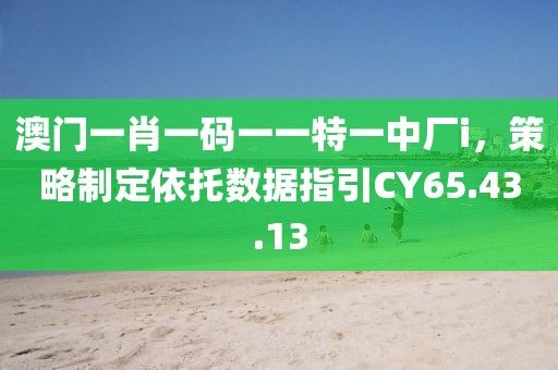 澳门一肖一码一一特一中厂i，策略制定依托数据指引CY65.43.13