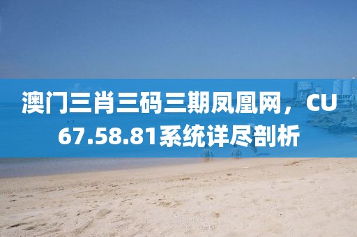 澳门三肖三码三期凤凰网，CU67.58.81系统详尽剖析