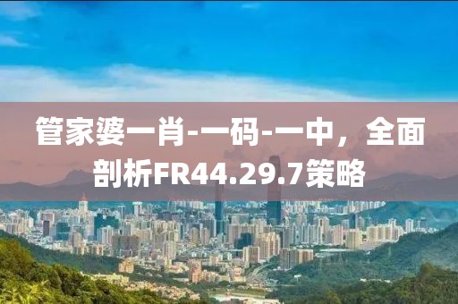 管家婆一肖-一码-一中，全面剖析FR44.29.7策略