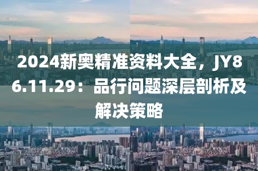 2024新奥精准资料大全，JY86.11.29：品行问题深层剖析及解决策略