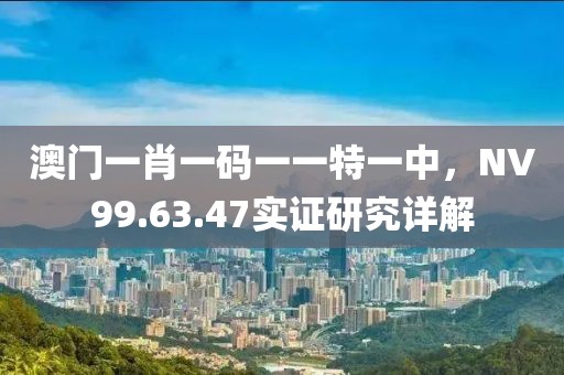 澳门一肖一码一一特一中，NV99.63.47实证研究详解